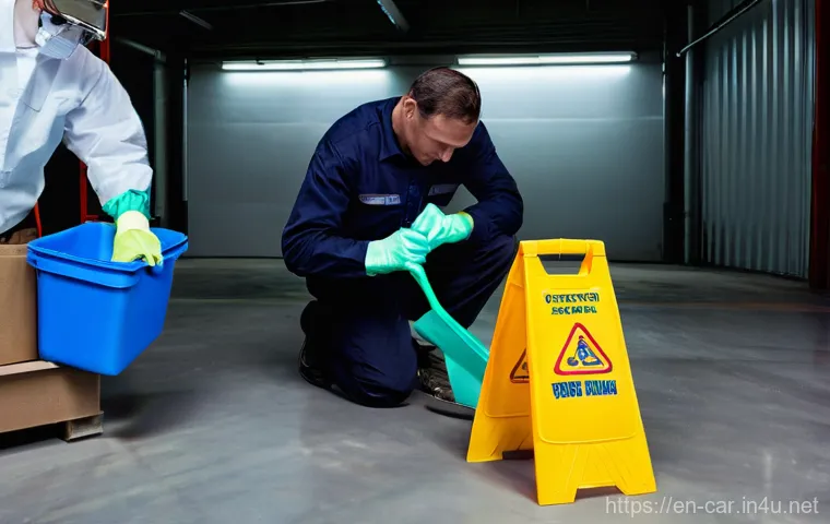 자동차정비 실습 중 발생할 수 있는 사고 대처법 - **Prompt:** A focused, medium shot of a person (mid-30s, gender-neutral, wearing a practical work sh... 자동차정비 실습 중 발생할 수 있는 사고 대처법 - **Prompt:** A focused, medium shot of a person (mid-30s, gender-neutral, wearing a practical work sh...