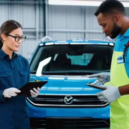 Home 22 자동차정비사 취업 후 직무 적응 팁 - **A Collaborative Learning Moment in a Modern Auto Shop:**
A bright, clean, and well-organized a...