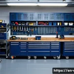 Home 13 자동차정비 실습실에서 유용한 팁 - **Prompt:** A meticulously organized and brightly lit automotive repair bay. In the foreground, a cl...